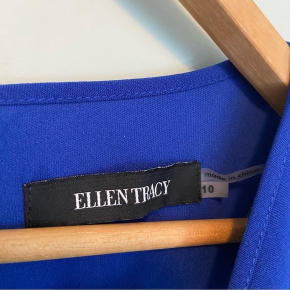 Ellen Tracy Blue A-line Mini Dress with Raglan Sleeves - Picture 3 of 7